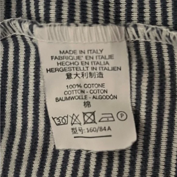 Brandy Melville Blue and White Striped Henley Tee 100% Cotton - Picture 3 of 3